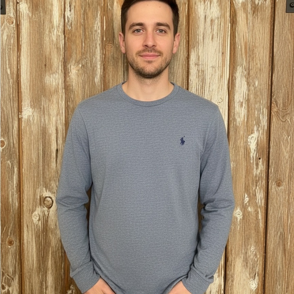 Polo by Ralph Lauren Men's Light Blue Long Sleeve Shirt, size large